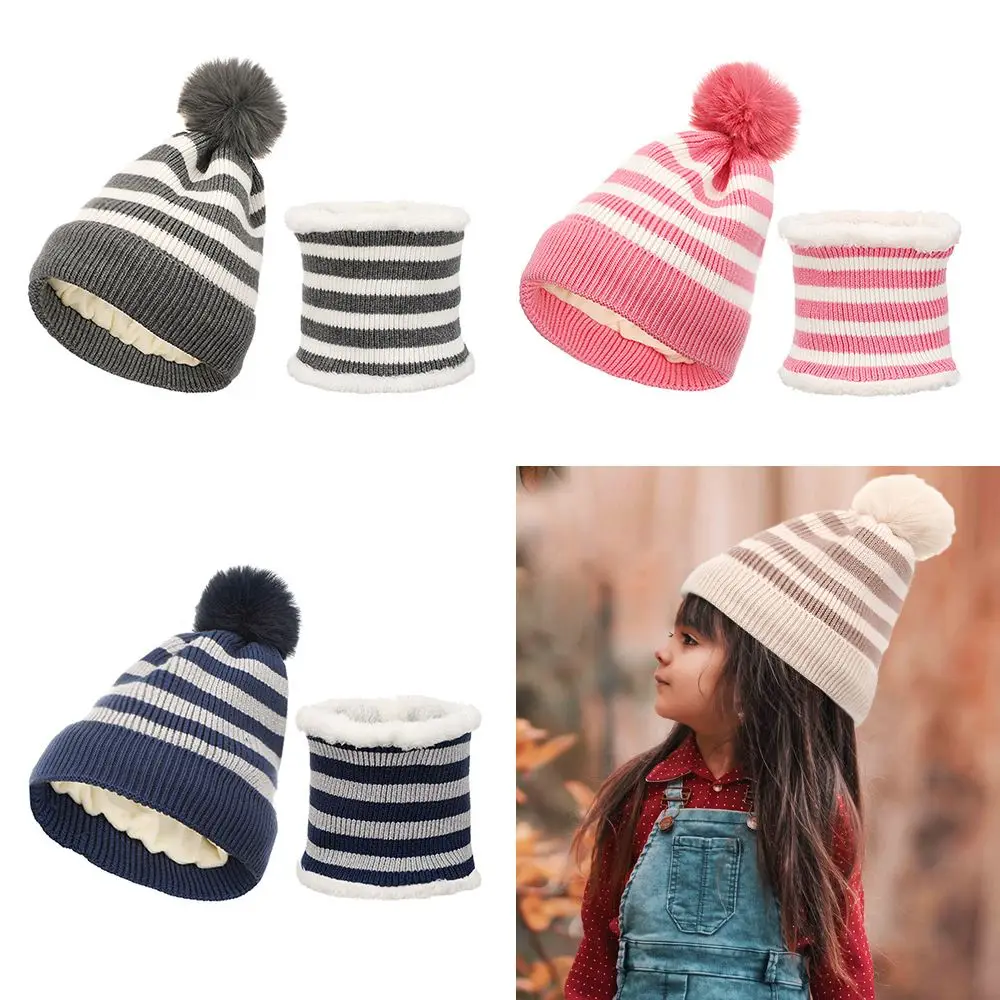 

Winter Thick Windproof Toddler Warm Hat Scarf Set Baby Beanie Cap Kids Knitted HatFor 2-5 Years Old