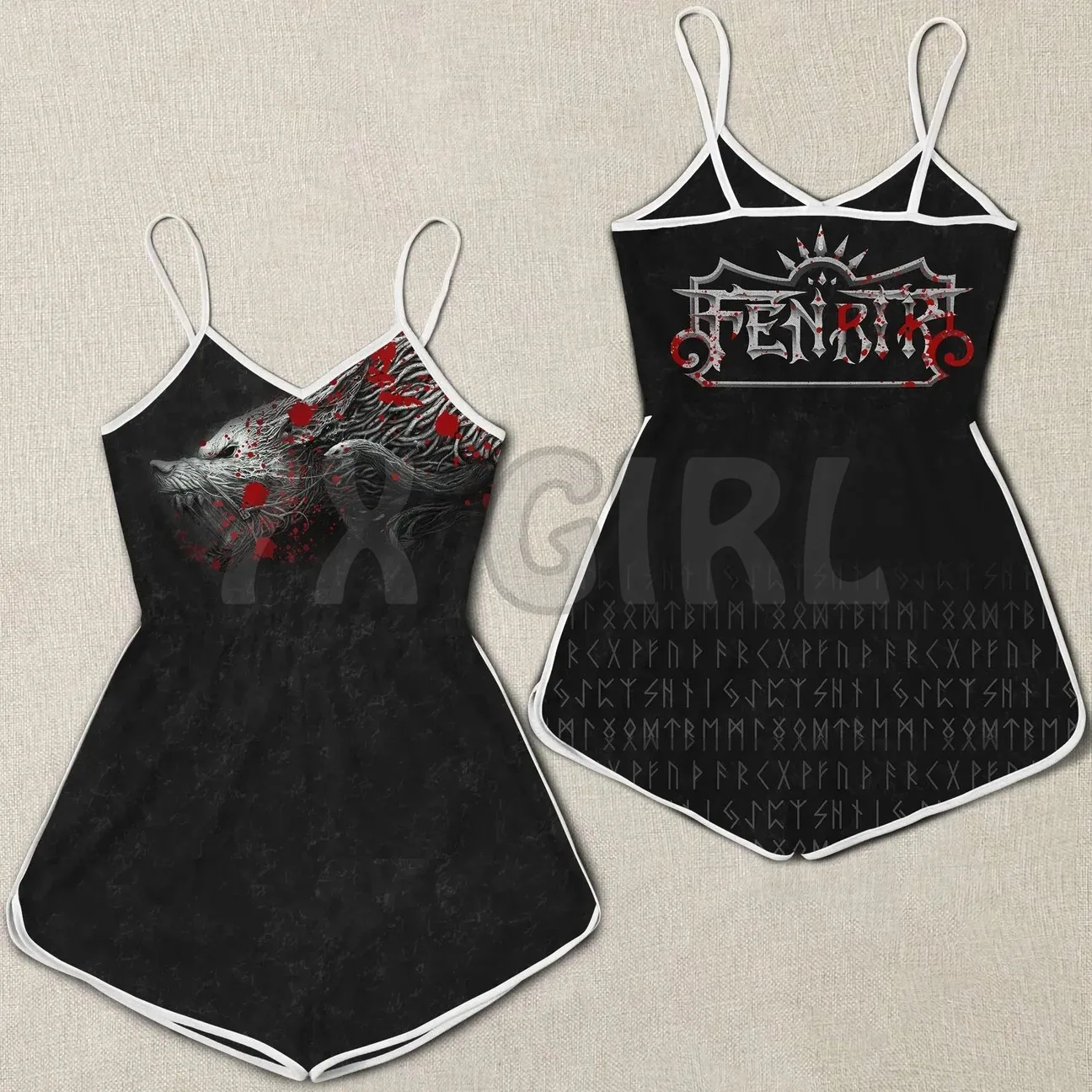 YX GIRL Vikings Blood Women Rompers Fenrir  3D All Over Printed Rompers Summer Women's Bohemia Clothes