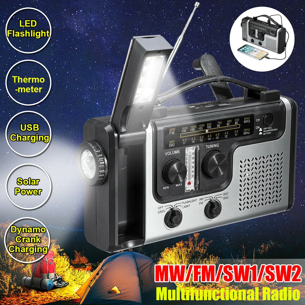 

Экстренный портативный AM FM SW1 SW2 радиоприемник с ручным управлением самопитающиеся солнечные радиостанции фонасветильник для чтения наруж...
