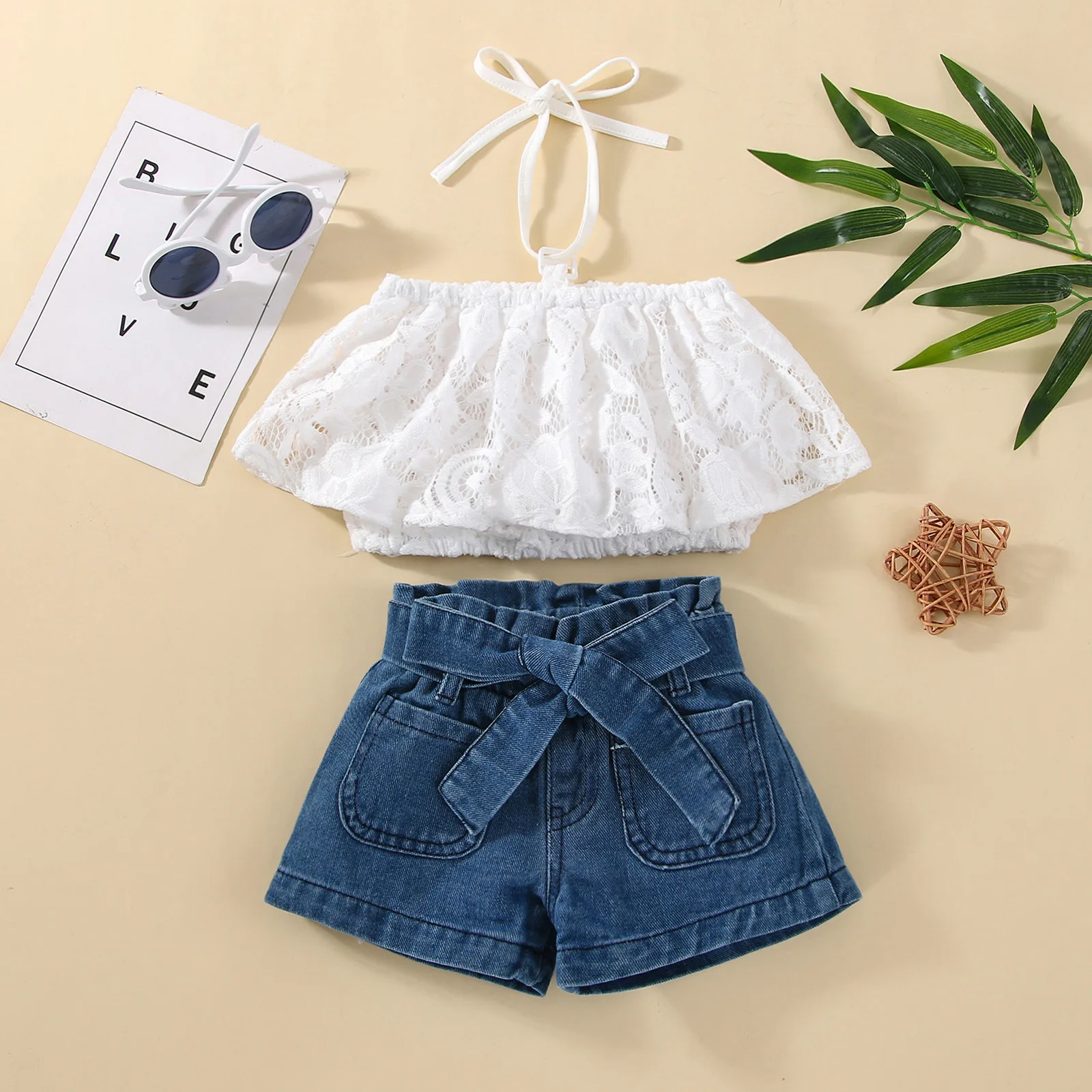 

Комплекты одежды для девочек, лето 2023, Детские Модные топы, джинсовые шорты, пляжный костюм из 2 предметов для маленьких девочек 5 лет, костюм, Детские наряды