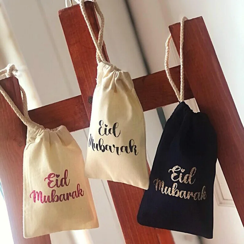 

5pcs Eid Mubarak sack Muslim Islamic Ramadan Kareem Iftar party Happy Al-Adha kid boy girl friend gift bags fireplace decoration