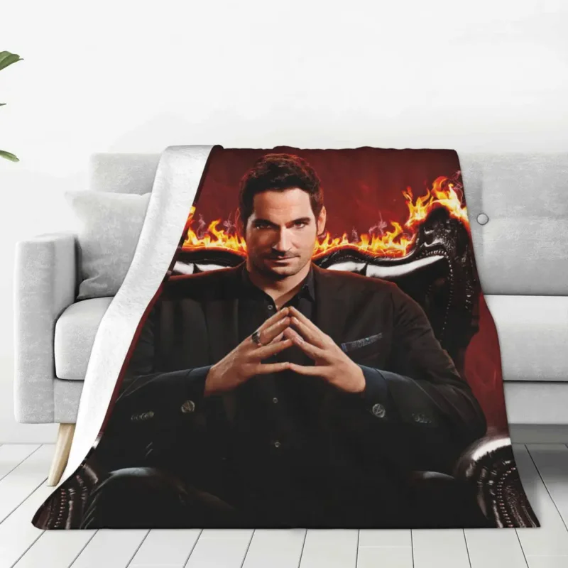 

Lucifer Morningstar Flannel Throw Blanket Crime Tom Ellis Blanket for Home Outdoor Lightweight Bedding Throws