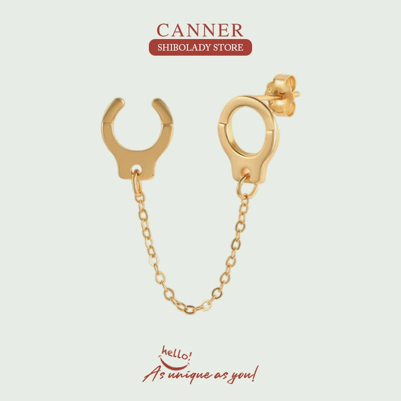 

CANNER 1pcHandcuff Chain 925 Sterling Silver Earring For Women Drop Earrings Pendientes 18K Gold Piercing Jewelry Gift