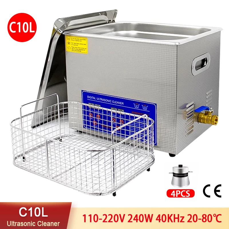 

10L 240W Digital Ultrasonic Cleaner Ultrason Cleaner Bath with Heater Timer and Basket for Cleaning Jewelry Brass Sonic Cleaner