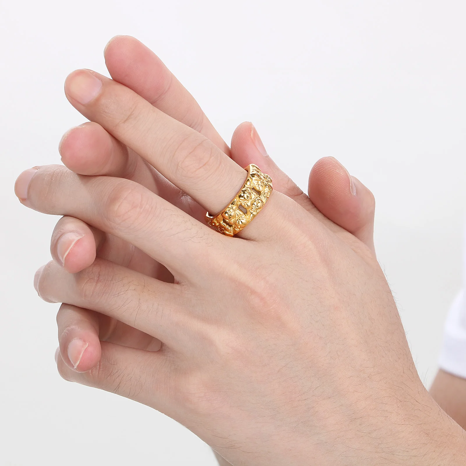 Fongten геометрический череп из нержавеющей стали мужское кольцо металлический