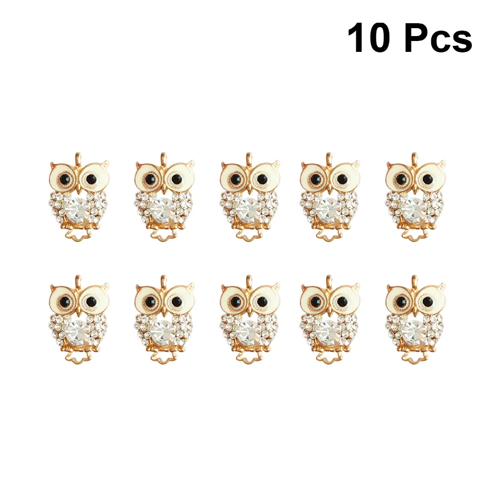 10pcs Stylish Owl Shape Pendants Charms Creative DIY Jewelry Making Accessory DIY Supplies for Necklace Bracelet (Golden)