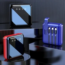 20000mAh Mini Power Bank with Cable Portable Charger External Battery Pack Powerbank for iPhone Huaw