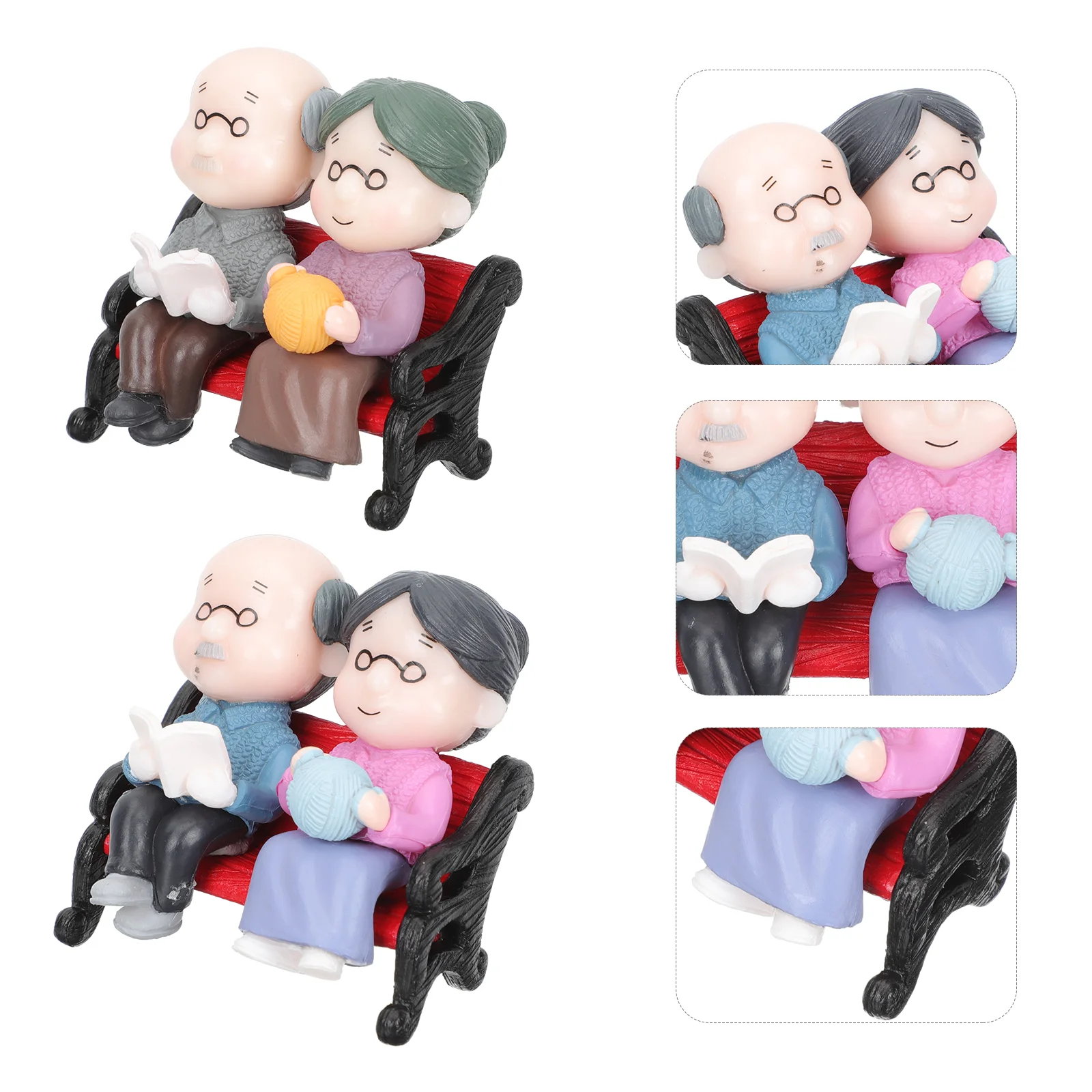 

2Pcs Presents for Grandparents Memory Unique Couple Shaped Decors Creative PVC Adorns