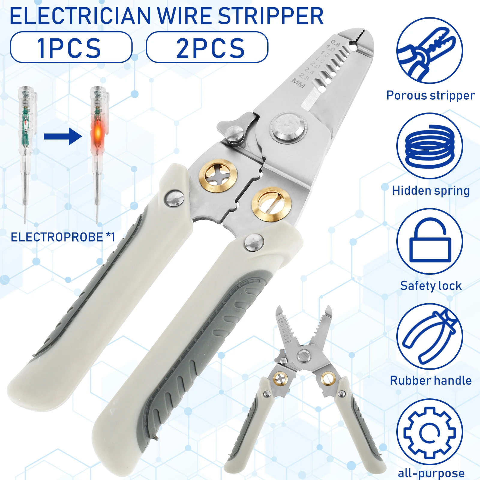 

Wire Stripper Stainless Steel Wire Stripping Pliers Ergonomic Non-slip Wire Crimper Wire Stripping Cutting Crimping Deburring