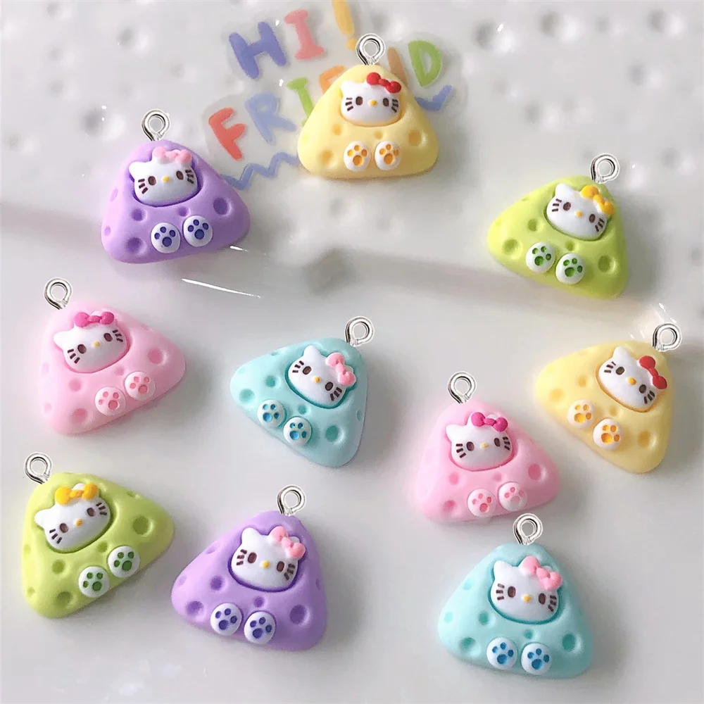 

10Pcs Cute Cartoon Cat Rice Ball Resin Charms Earring Findings Keychain Necklace Pendants DIY Fashion Jewelry Making Accessories