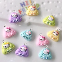 10pcs cute cartoon cat rice ball resin charms earring findings keychain necklace pendants diy fashion jewelry making accessories