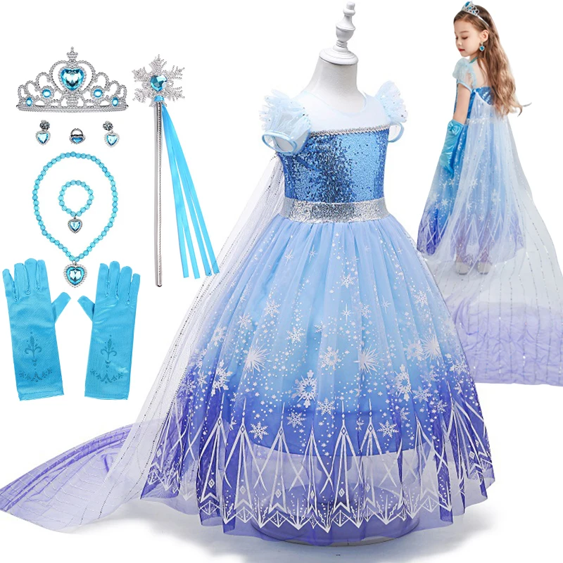 Маскарадное платье принцессы Эльзы для ролевых игр детское на Хэллоуин карнавал