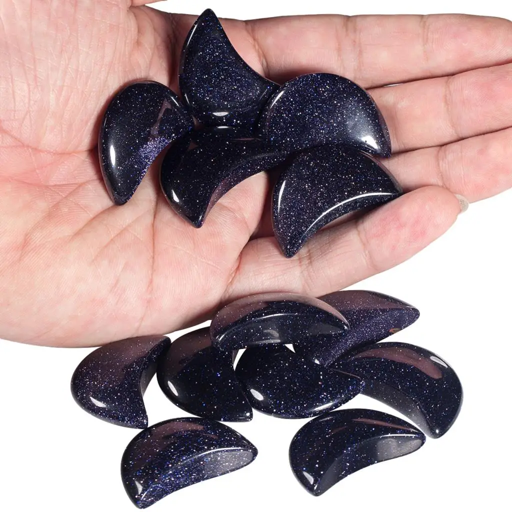 5pcs Moon Shape Healing Crystal Polished Worry Stone Reiki Sodalite  Palm Stone For Chakra Balancing Jewelry Making Home Decor