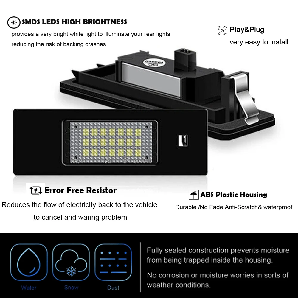 Лампа Canbus для подсветки номерного знака BMW E81 E87 F20 F21 E63 E64 F06 F12 F13 Z4 E85 E86 E89 i3 X2 F39 X4 G02