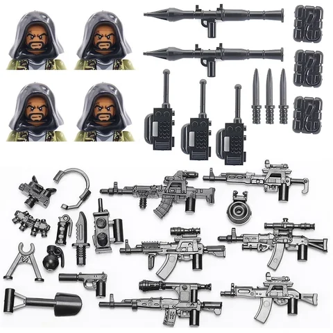 Военные мини-фигурки, оружие, арабские элементы, злодей, спецназ, солдат, MOC, спецназ, строительные блоки, детали, игрушки