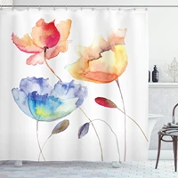 watercolor flower shower curtain summer flowers in retro style painting effect nature is art cloth fabric bathroom d