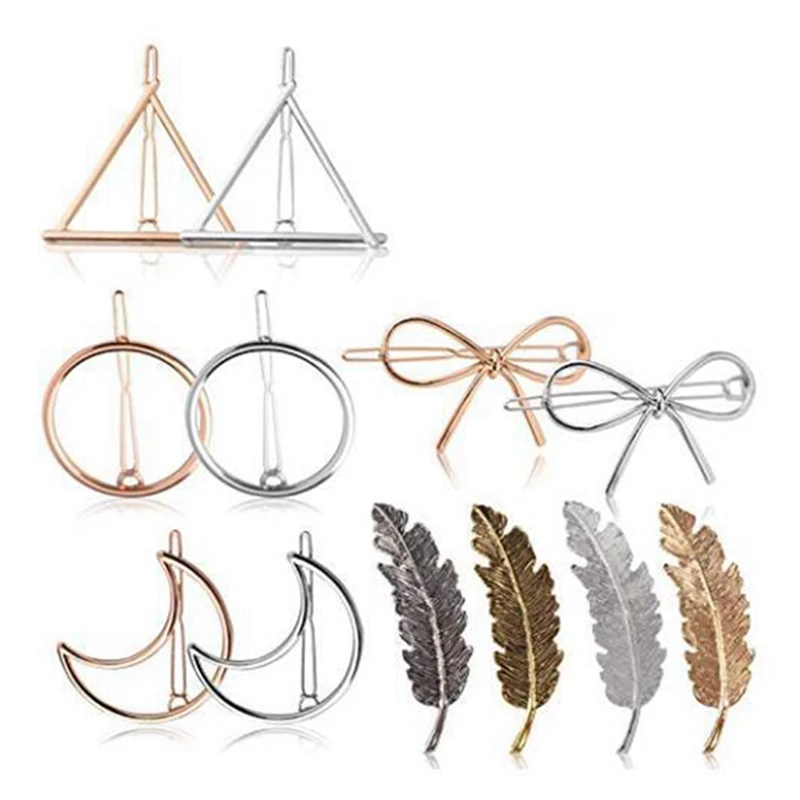 

12 Pieces Dainty Hollow Geometric Hair Barrettes For Girls Women Metal Hairpins Jewelry Accessories