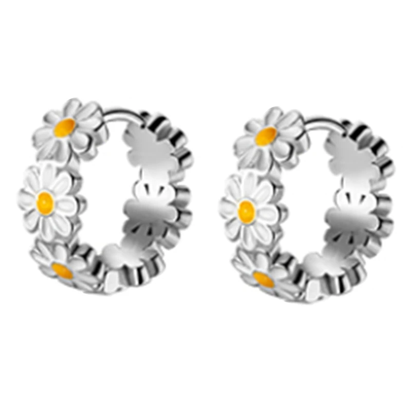 

Daisy Flower Small Dainty Cute Cartilage Hoop Earrings for Women Earring Jewelry 264E