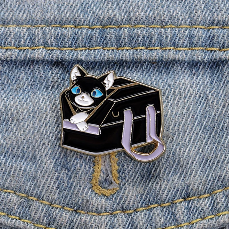 Blue Eyeball Kitty Brooch Lapel Badges Backpack Collar Jewelry Gifts For Kids Wholesale