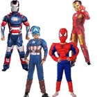 Детский костюм Железного человека, Капитана Америка, Человек-паук, Детский костюм на Хэллоуин, супергерой, косплей костюм с маской