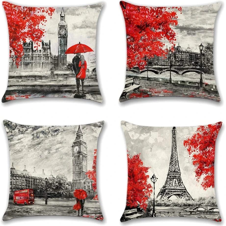 Чехол для подушки с изображением Парижа льняная декоративная наволочка гостиной