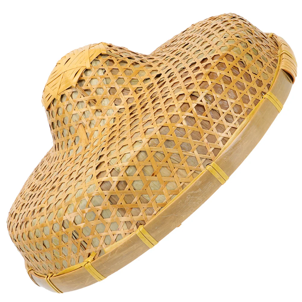 

Natural Bamboo Hat Vintage Bamboo Hat Farmer Rope Laboring Hat Stage Prop Hat