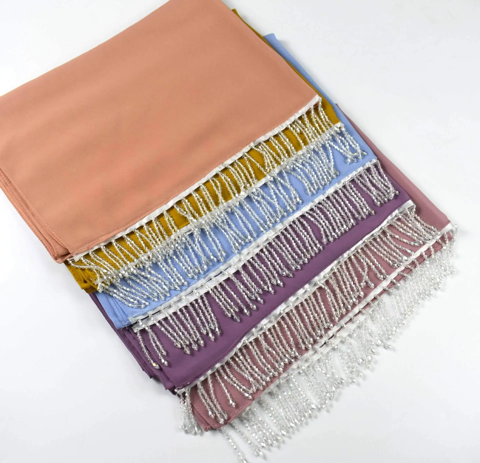 

20pcs/lot Crystal Scarf Wrap Headscarf Muslim Tassel Hijab Bubble Chiffon Shawl Head Wrap Islamic Headscarf Foulard