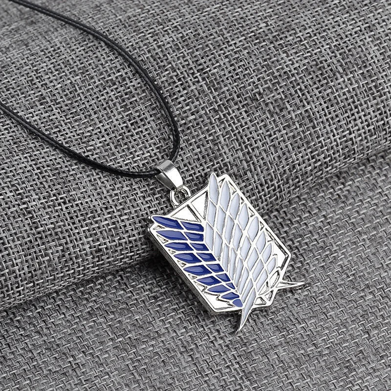 

Metal Anime Necklaces Attack on The Wings of Freedom Titanium Necklace Cosplay Shell Shingeki No Kyojin Necklace