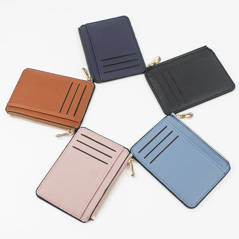 New 9 Card Slots Credit Card Holder tarjetero Ultra-thin Zipper Men's Wallet PU Leather Simple Coin Purse Wallet Cardholder Bags images - 6