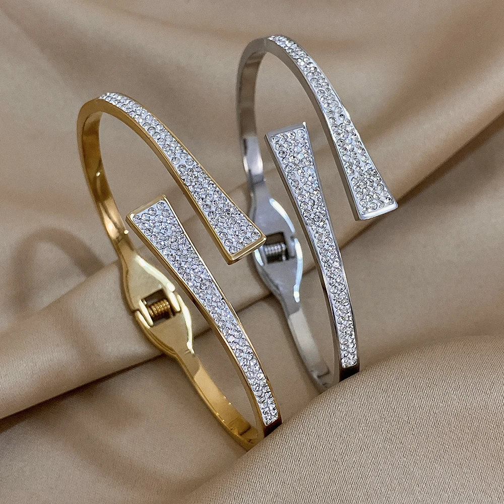 Greatera Роскошные инкрустированные искусственными манжетами из нержавеющей стали