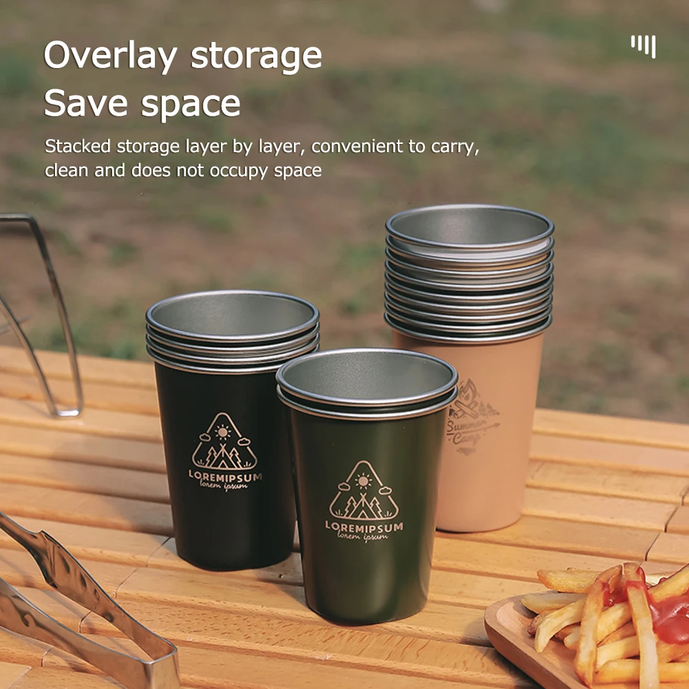 

4 шт., походная чашка из нержавеющей стали, 350 мл