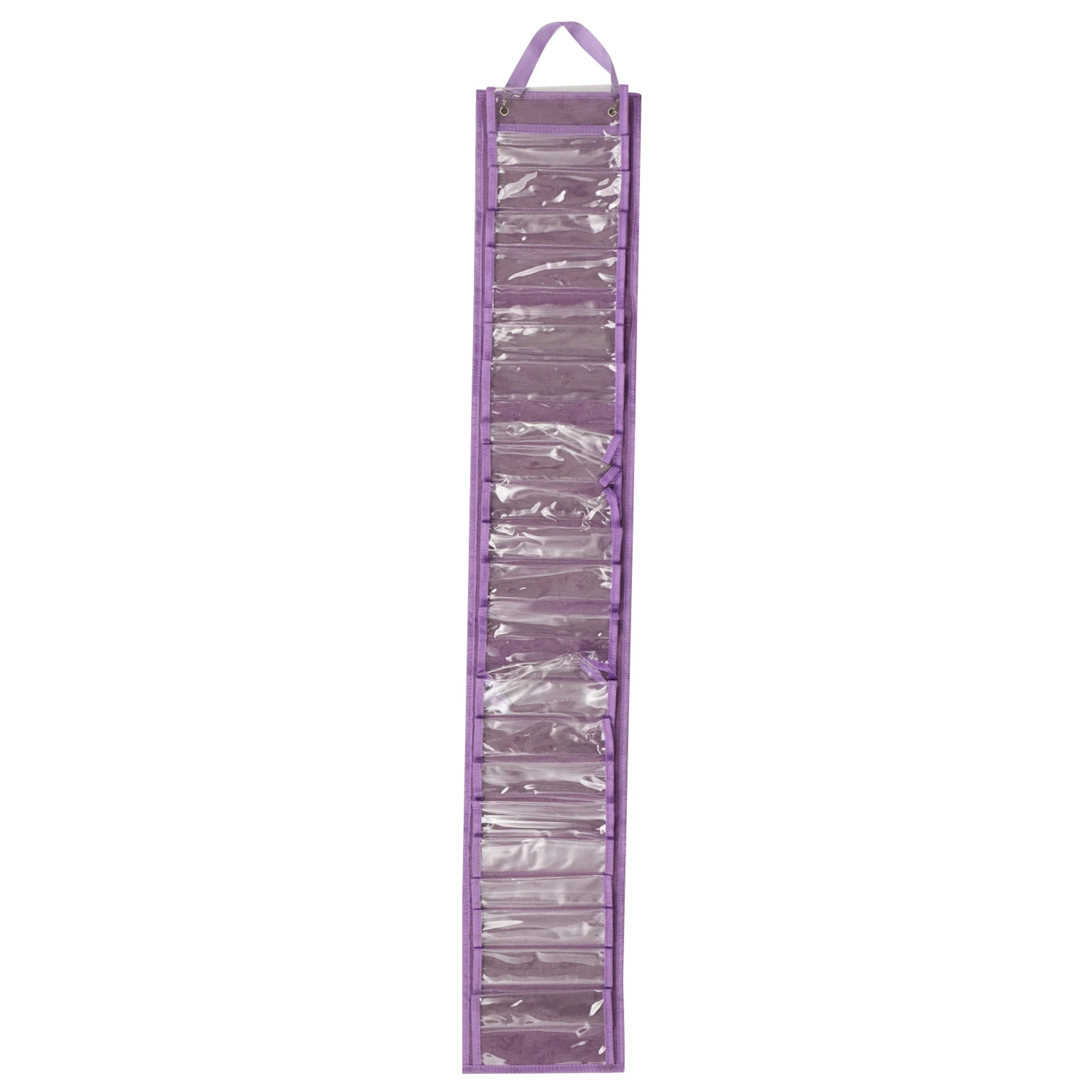 

48-Compartment Double-Sided Creative Vinyl Roll Door Hanging Bag, Compartment Transparent Roll Storage Bag(Purple)