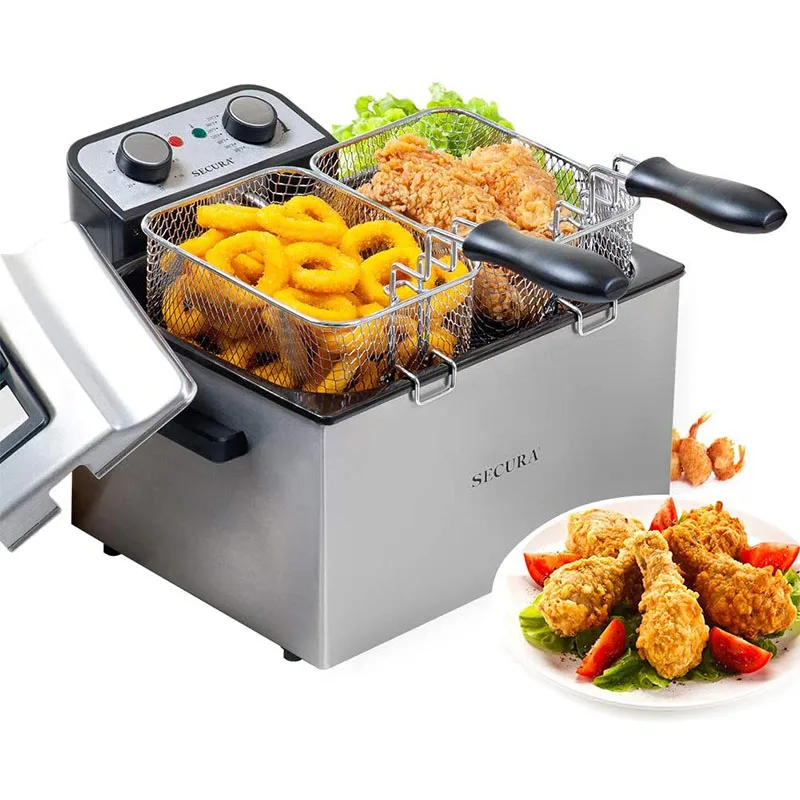 

Электрическая Фритюрница, 1800 Вт, большая, 4,0 л/4,2 кВт, профессиональная нержавеющая сталь, с тройной корзиной и таймером