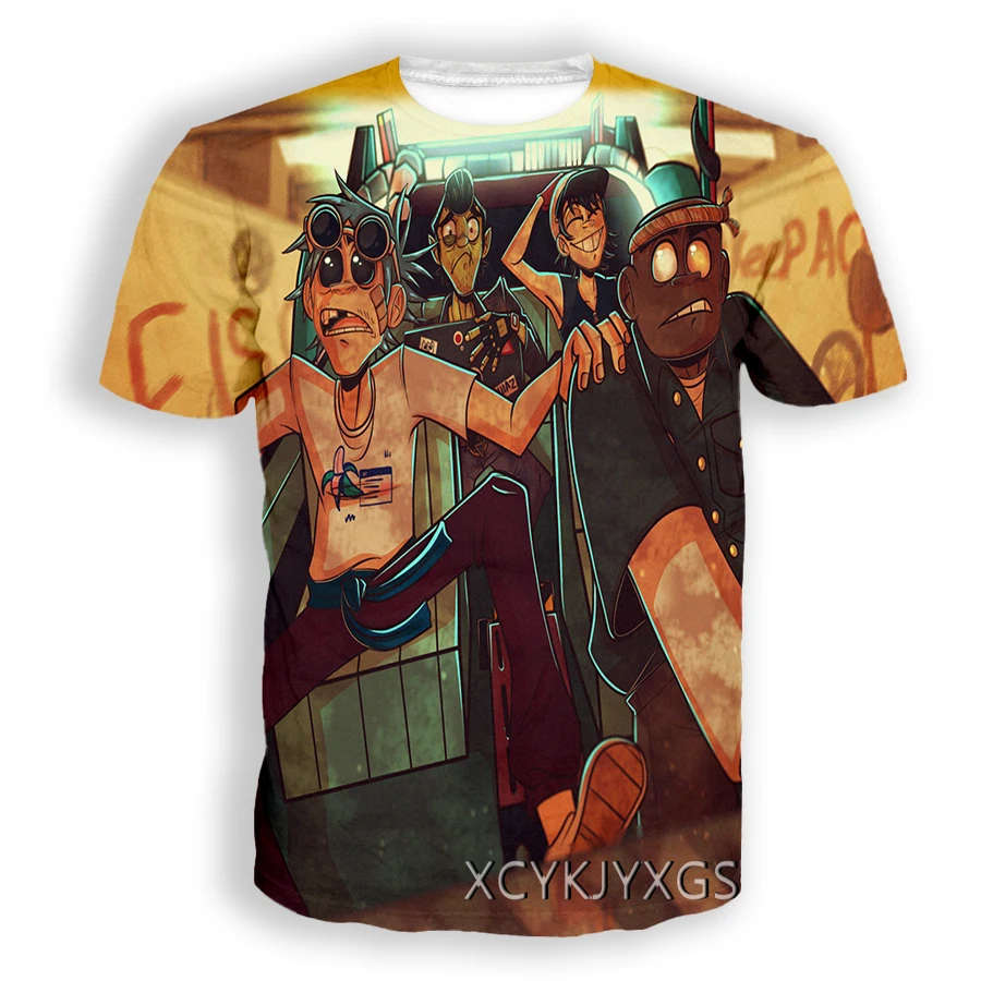 Phechion Новая модная Мужская/женская футболка с 3D принтом Gorillaz одежда в стиле