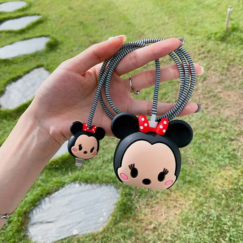 

Disney Iphone12 Charger Case 18/20W Stitch Mickey Minnie 4pcs Lengthened 1.4m Cartoon Mobile Phone Accessories Birthday Gift