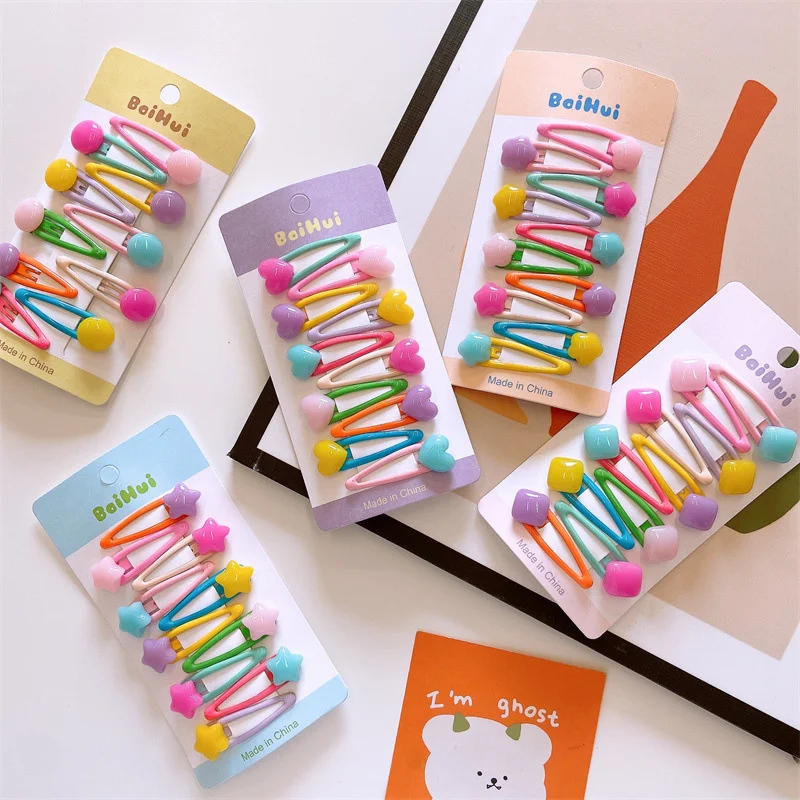 

10Pcs/Set Kid Girl Solid Color Star Hair Clips Headwear Baby Princess Barrettes Cute BB Clips Toddler Hairpins Hair Accessories