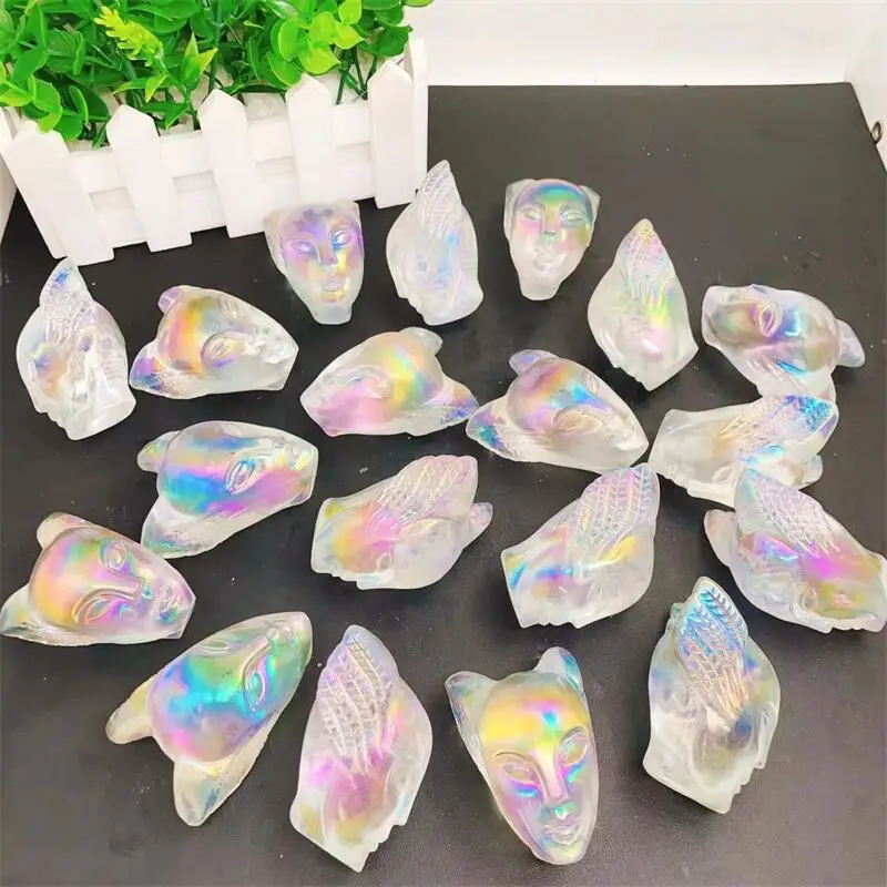 2 дюйма натуральный кварцевый аура череп инопланетянина кристалл исцеляющая