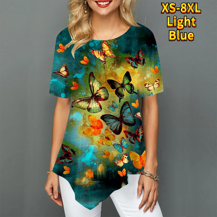 Женская зрелая ретро юбка с острым вырезом свободная женская футболка коротким