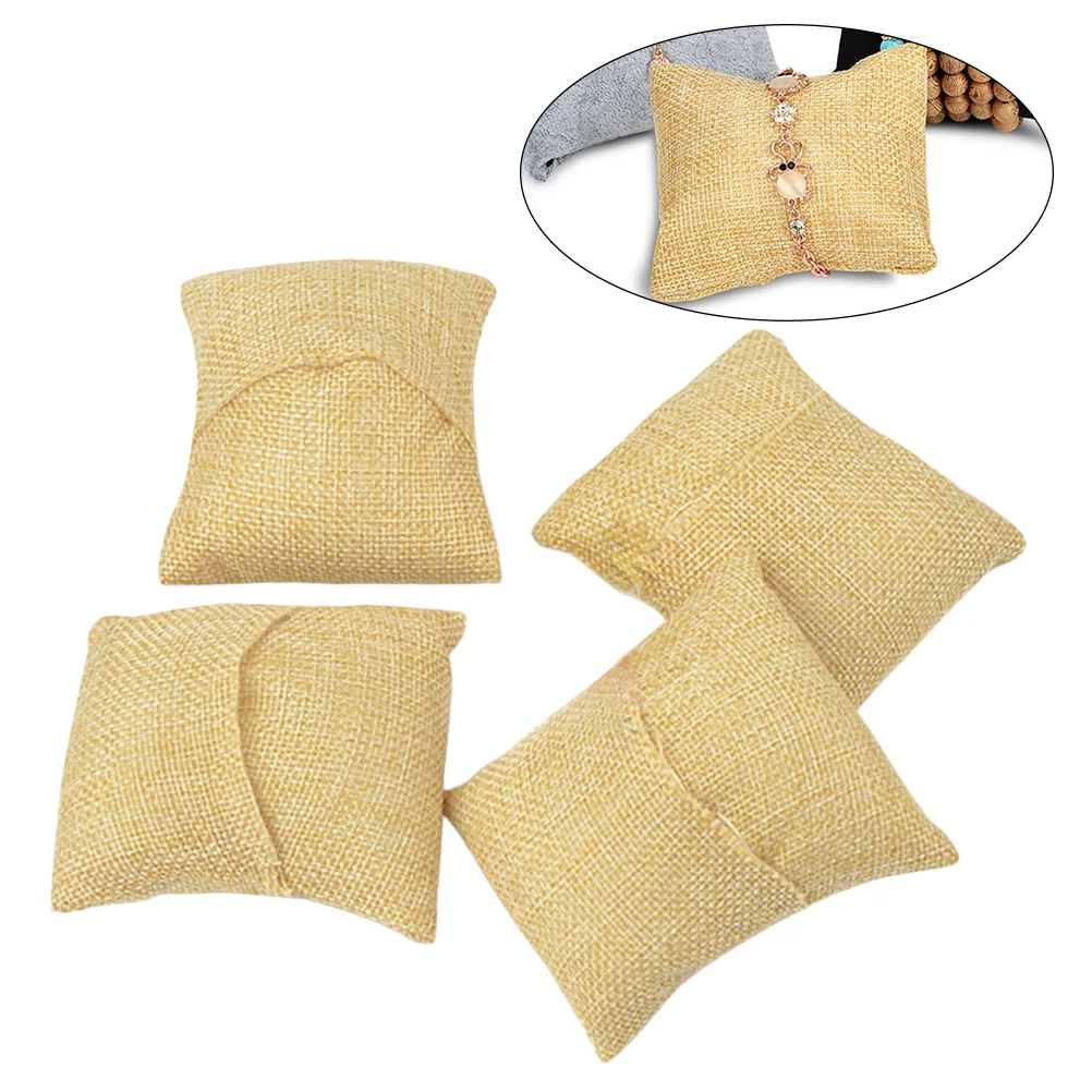 

Bracelet Pillow Display Jewelry Watchbangle Pillows Holdersellingchain Stand Cushions Organizer Black Displays6Pc Burlap Pu