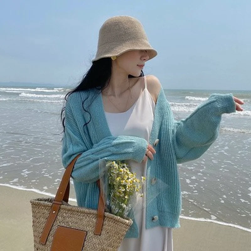 

WDMSNA Autumn Single Breasted Women Sweater Thin Coat 2022 Sweet Preppy Style Cardigans Women Long Sleeve Knitted Cardigan Top