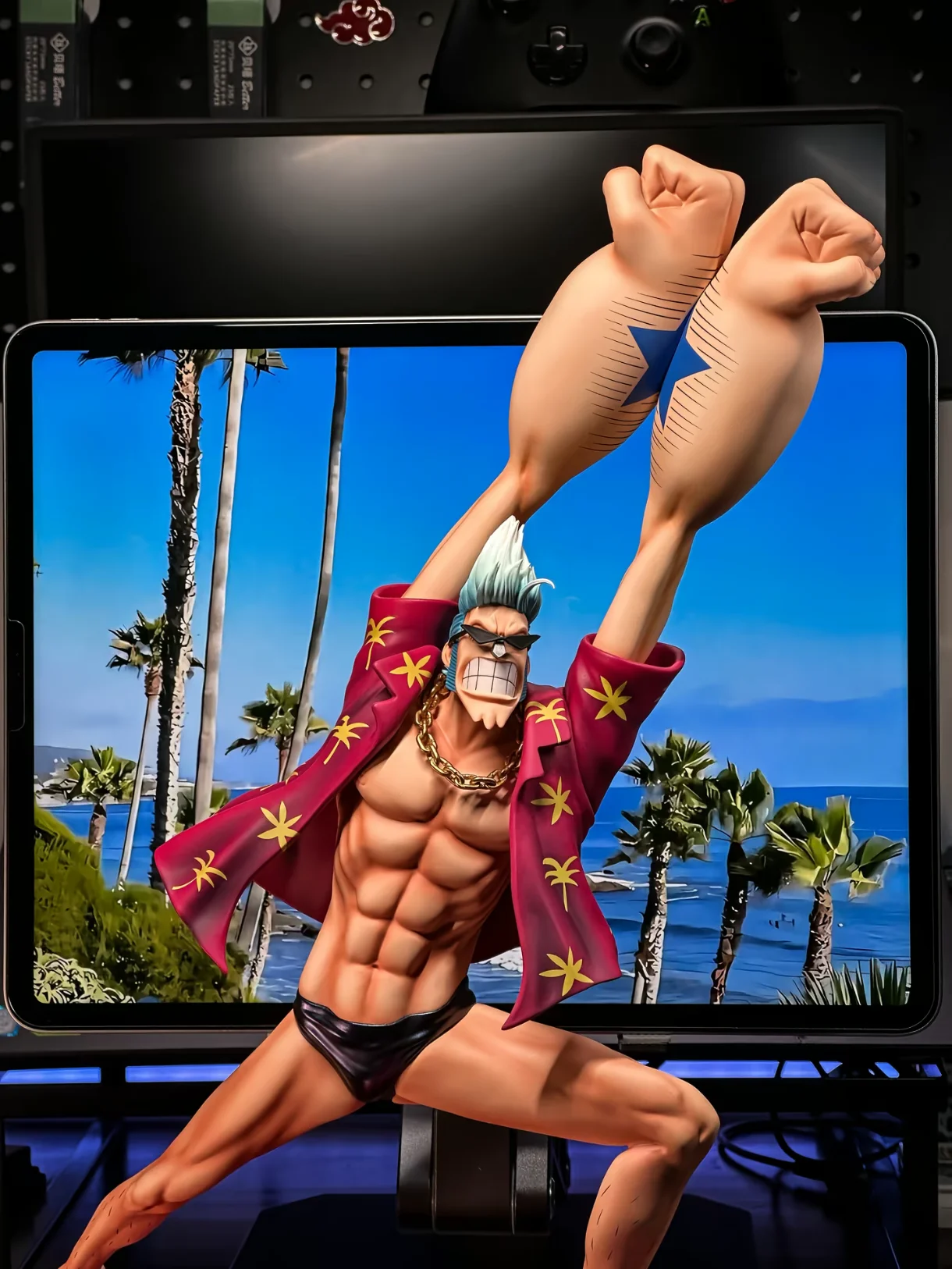 Фото Новая фигурка Фрэнки из аниме ONE PIECE, 32 см, версия «Два года назад», статуэтка из ПВХ, настольный декор, коллекционная модель, подарок, игрушка №3