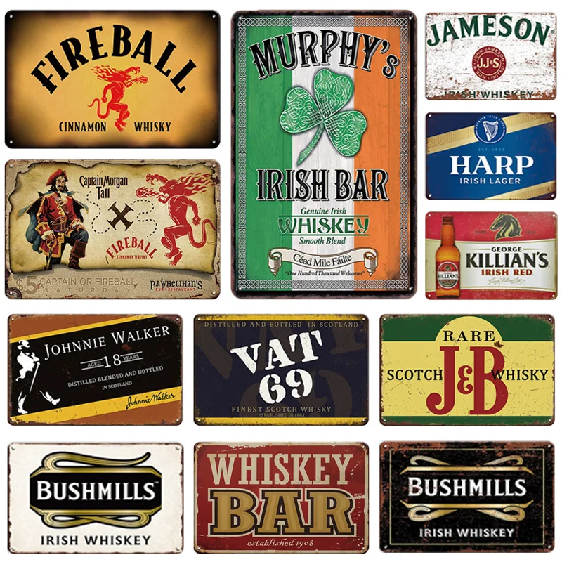 

Retro Metal Sign Whisky Jim Beam Vintage Poster Beer Metal Plate Tin Signs For Bar Club Man Cave Pub Wall Decor Iron Painting