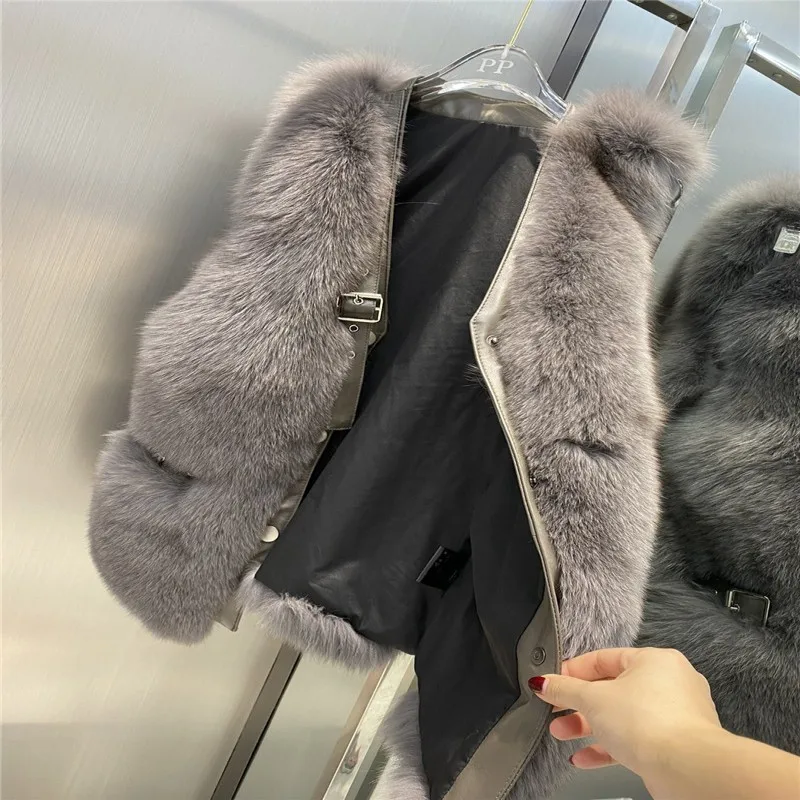 New Top Quality Luxury Real Fox Fur Vest for Women Winter Thick Whole Skin Natural Fox Fur Waistcoat