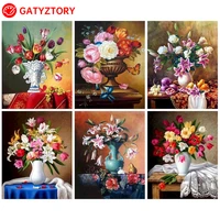 gatyztory acrylic painting by numbers for adults picture paint flowers diy pictures by numbers art supplies wall decor