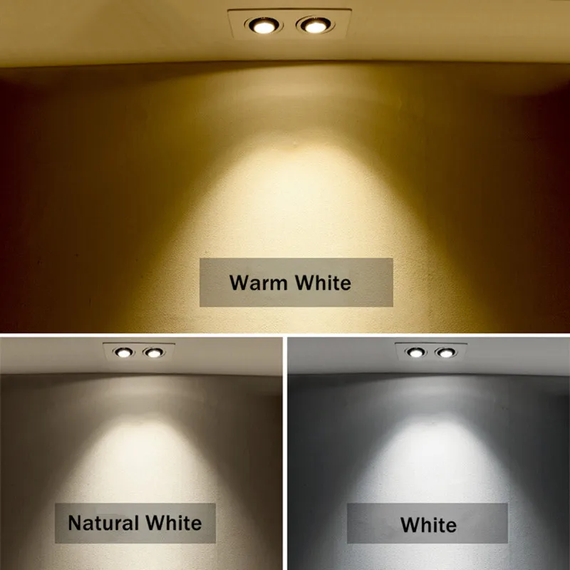 Встраиваемый квадратный потолочный COB светильник вращающийся на 360 градусов 14 Вт