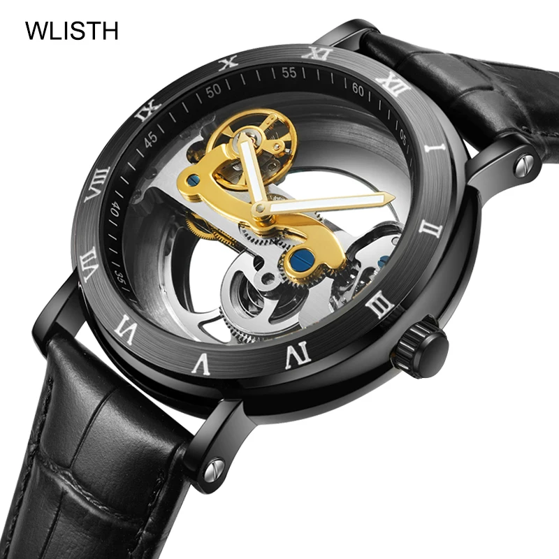 

WLISTH Men's Watches Automatic Mechanical Business Wristwatch Waterproof Stainless Steel Strap Watch for Man Skeleton Calendar
