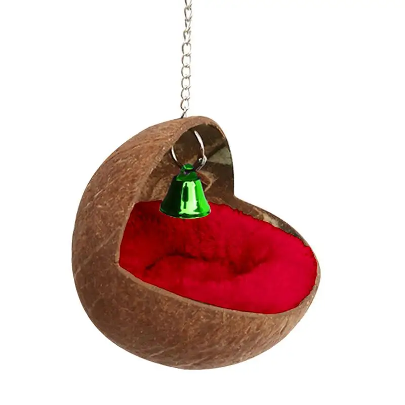 

Coconut Shell Bird House For Hamsters Handmade Natural Pet Bird Comfortable Coconut Shell Nest For Parrot Pet Accessories