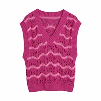 2021 women fashion stripped knitted vest sweater vintage v neck sleeveless female waistcoat chic tops office lady sweater vest
