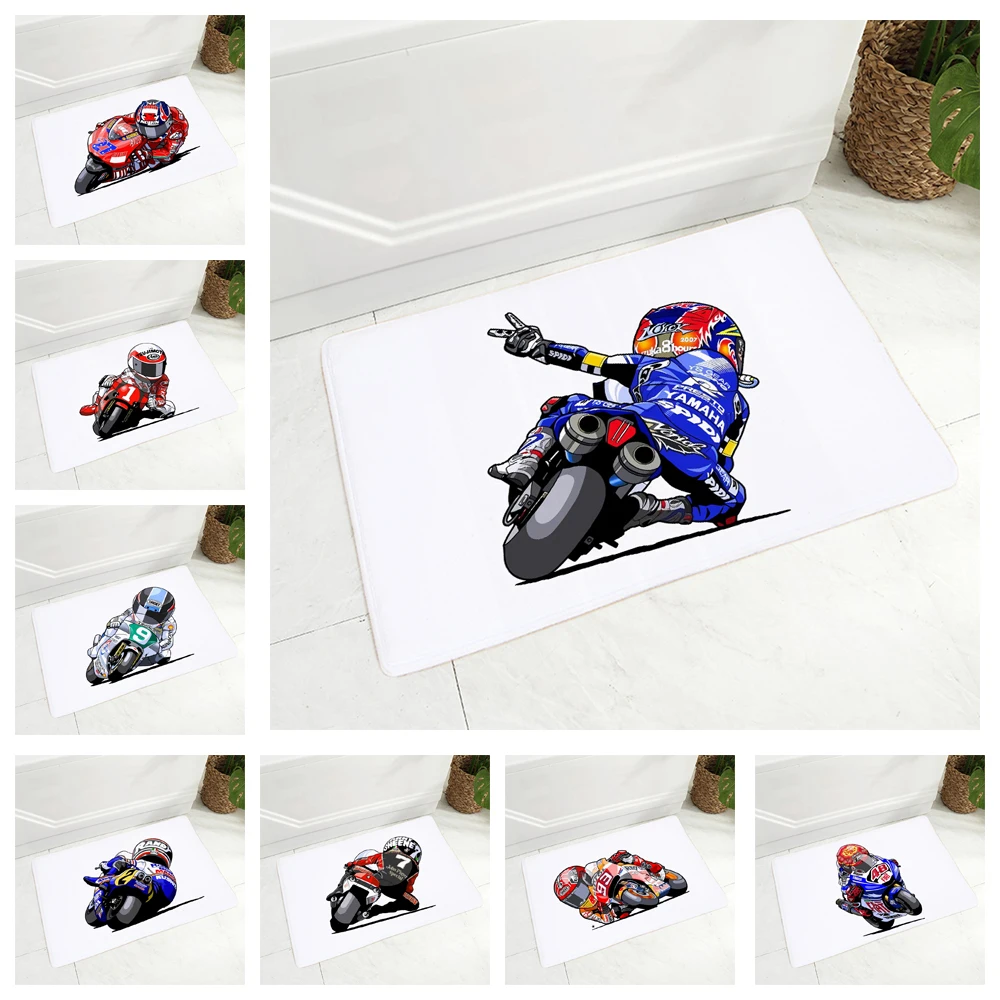 

Cartoon Sport Motorcycle Floor Mat for Children Room Bedroom Non-Slip Decor Mobile Bike Soft Doormat Flannel Carpet 40x60cm
