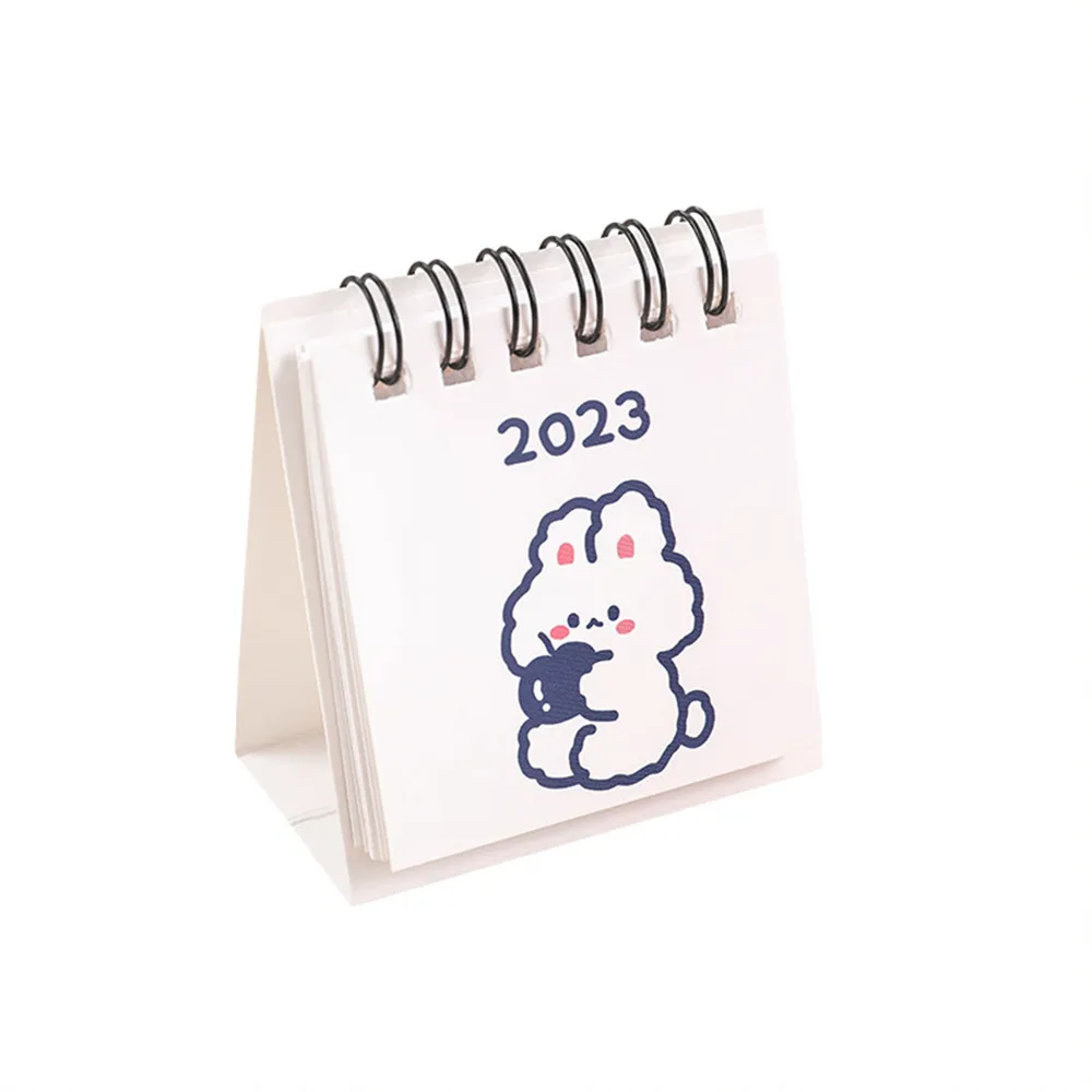 

2023 Simple Ins Mini Desk Calendar Cute Rabbit Dog Standing Calendar Daily Scheduler Table Planner Yearly Agenda Organizer
